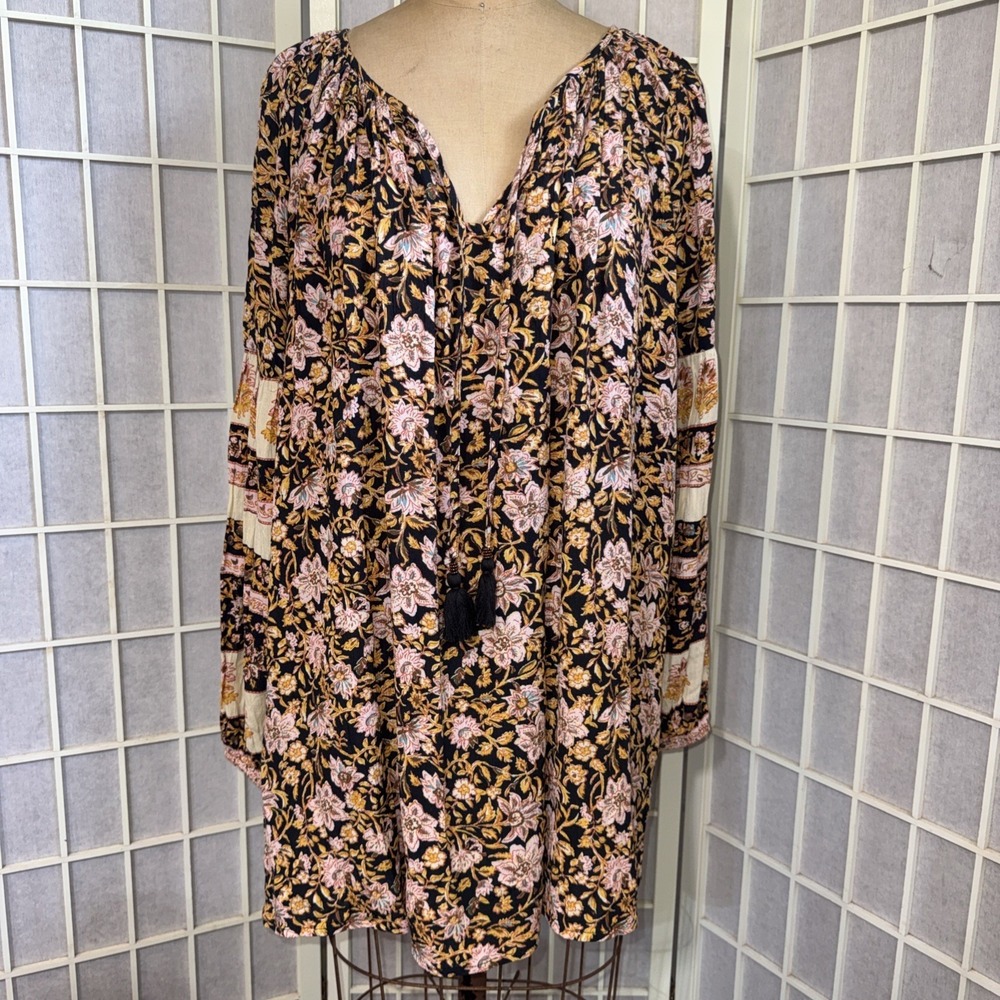 Billabong Peasant Oversized Floral Bohemian Festival Mini Dress Size Medium NWT